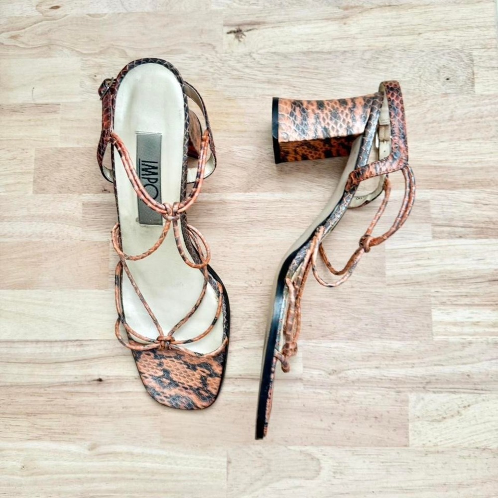 Vintage Orange Snakeskin Design Heel Size 10